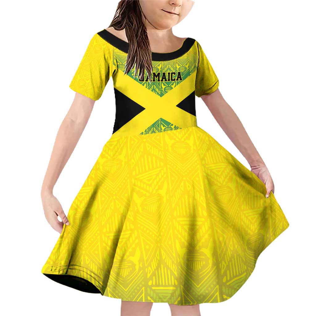Custom Jamaica Reggae Boyz Family Matching Off Shoulder Short Dress and Hawaiian Shirt With Traditional Pattern LT9 - Wonder Print Shop