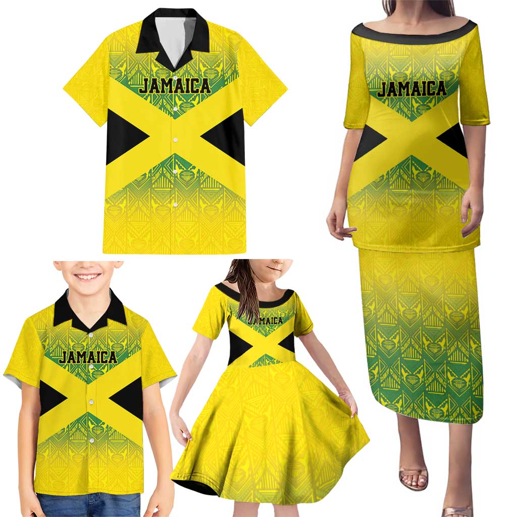 Custom Jamaica Reggae Boyz Family Matching Puletasi and Hawaiian Shirt With Traditional Pattern - Wonder Print Shop