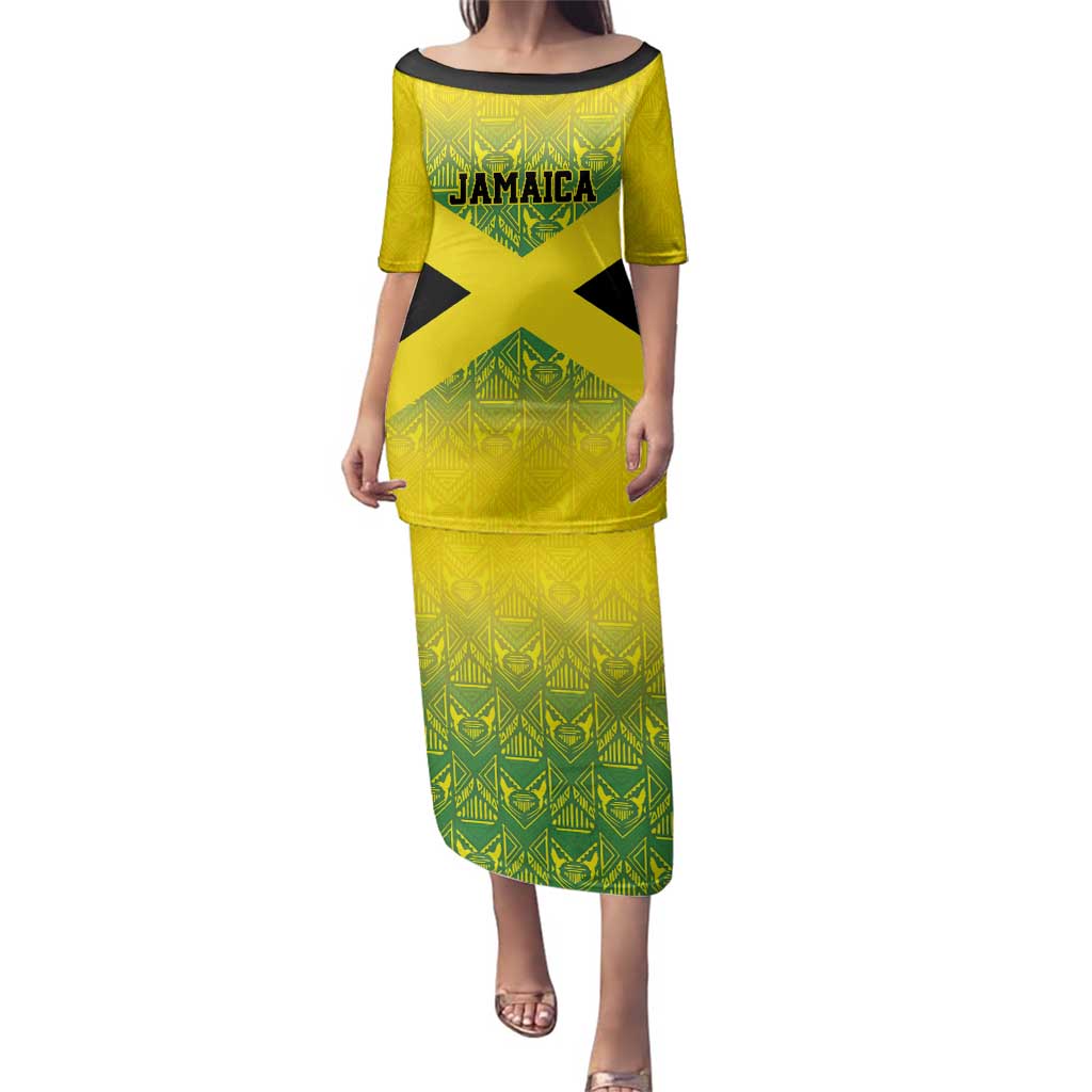 Custom Jamaica Reggae Boyz Family Matching Puletasi and Hawaiian Shirt With Traditional Pattern - Wonder Print Shop