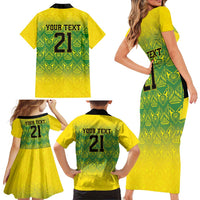 Custom Jamaica Reggae Boyz Family Matching Short Sleeve Bodycon Dress and Hawaiian Shirt With Traditional Pattern - Wonder Print Shop