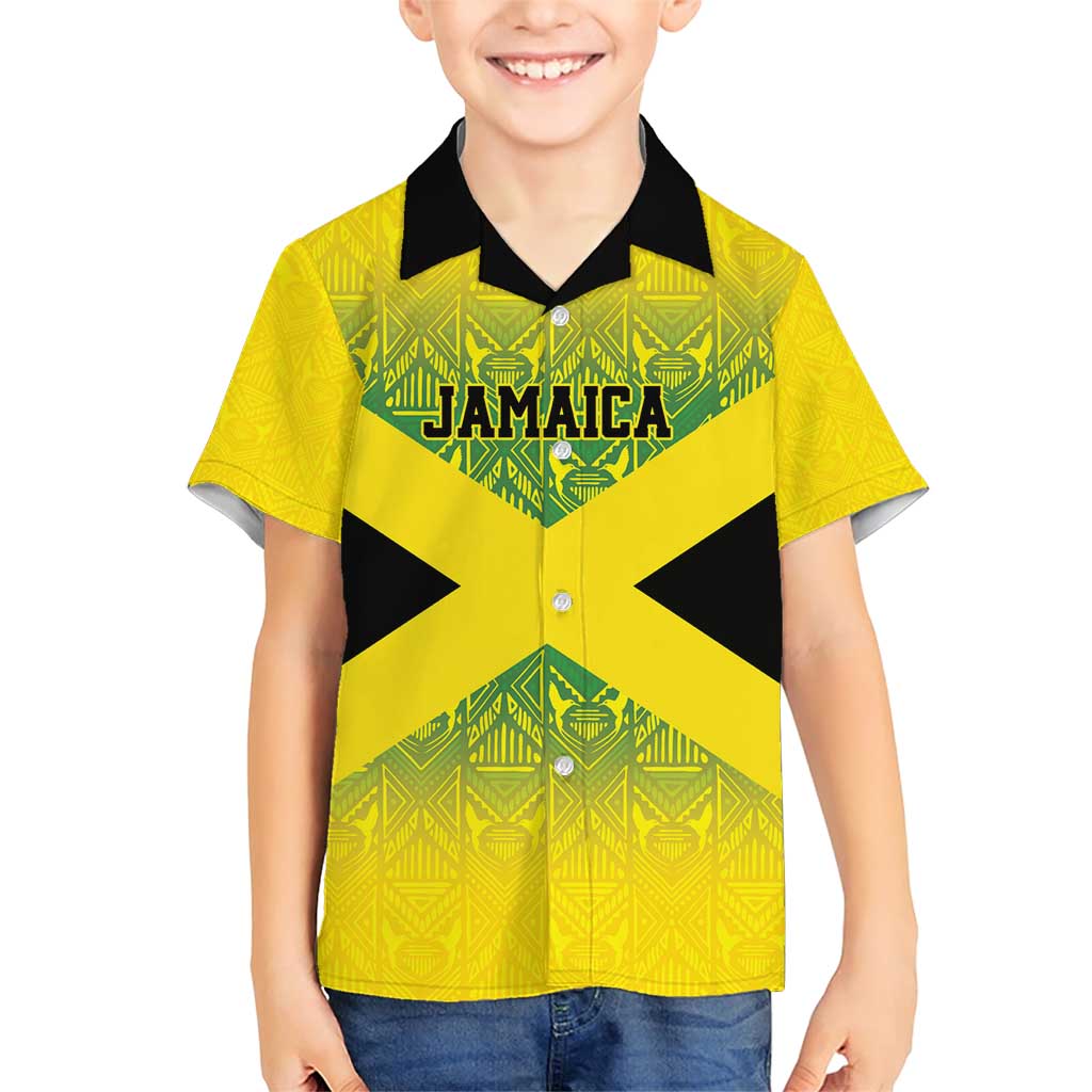 Custom Jamaica Reggae Boyz Family Matching Short Sleeve Bodycon Dress and Hawaiian Shirt With Traditional Pattern - Wonder Print Shop