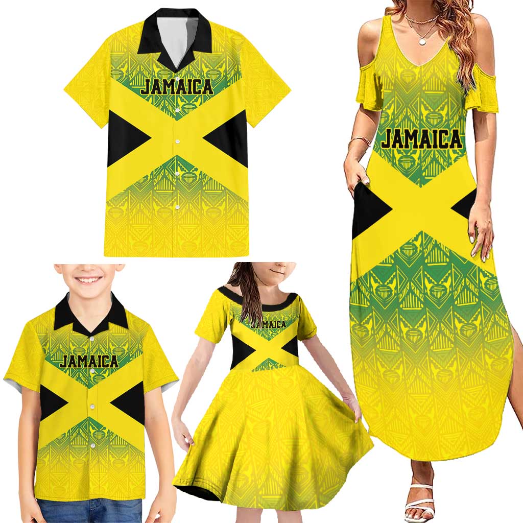 Custom Jamaica Reggae Boyz Family Matching Summer Maxi Dress and Hawaiian Shirt With Traditional Pattern - Wonder Print Shop