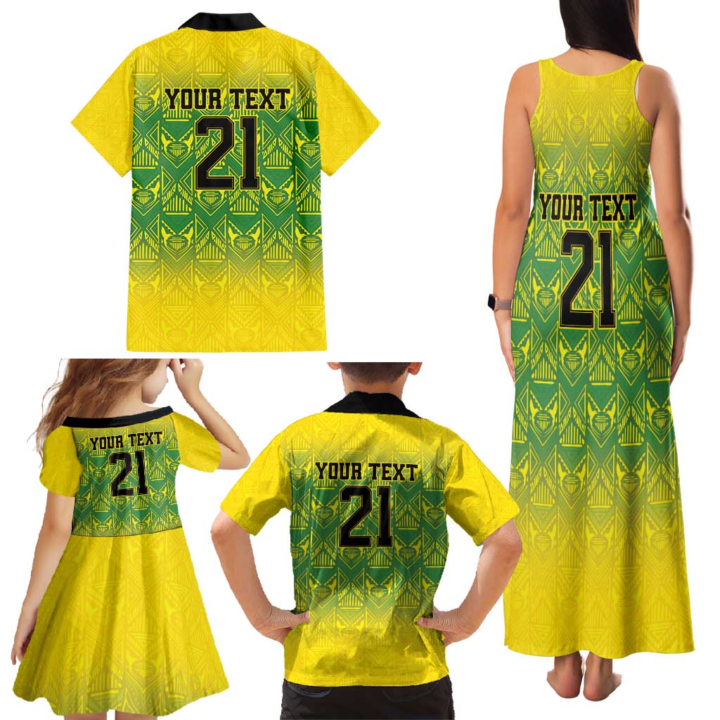 Custom Jamaica Reggae Boyz Family Matching Tank Maxi Dress and Hawaiian Shirt With Traditional Pattern - Wonder Print Shop
