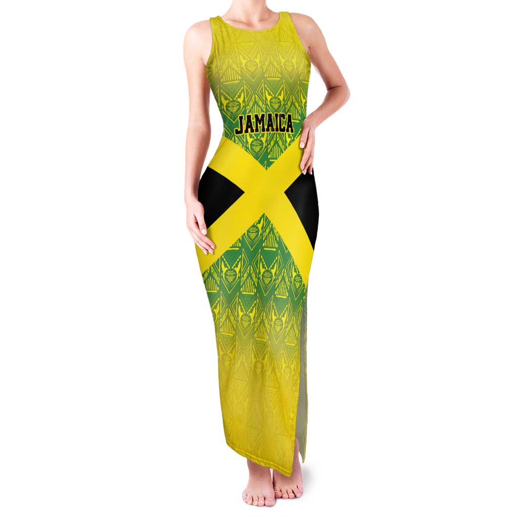 Custom Jamaica Reggae Boyz Family Matching Tank Maxi Dress and Hawaiian Shirt With Traditional Pattern - Wonder Print Shop