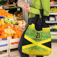 Custom Jamaica Reggae Boyz Grocery Bag With Traditional Pattern