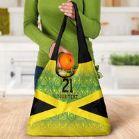 Custom Jamaica Reggae Boyz Grocery Bag With Traditional Pattern