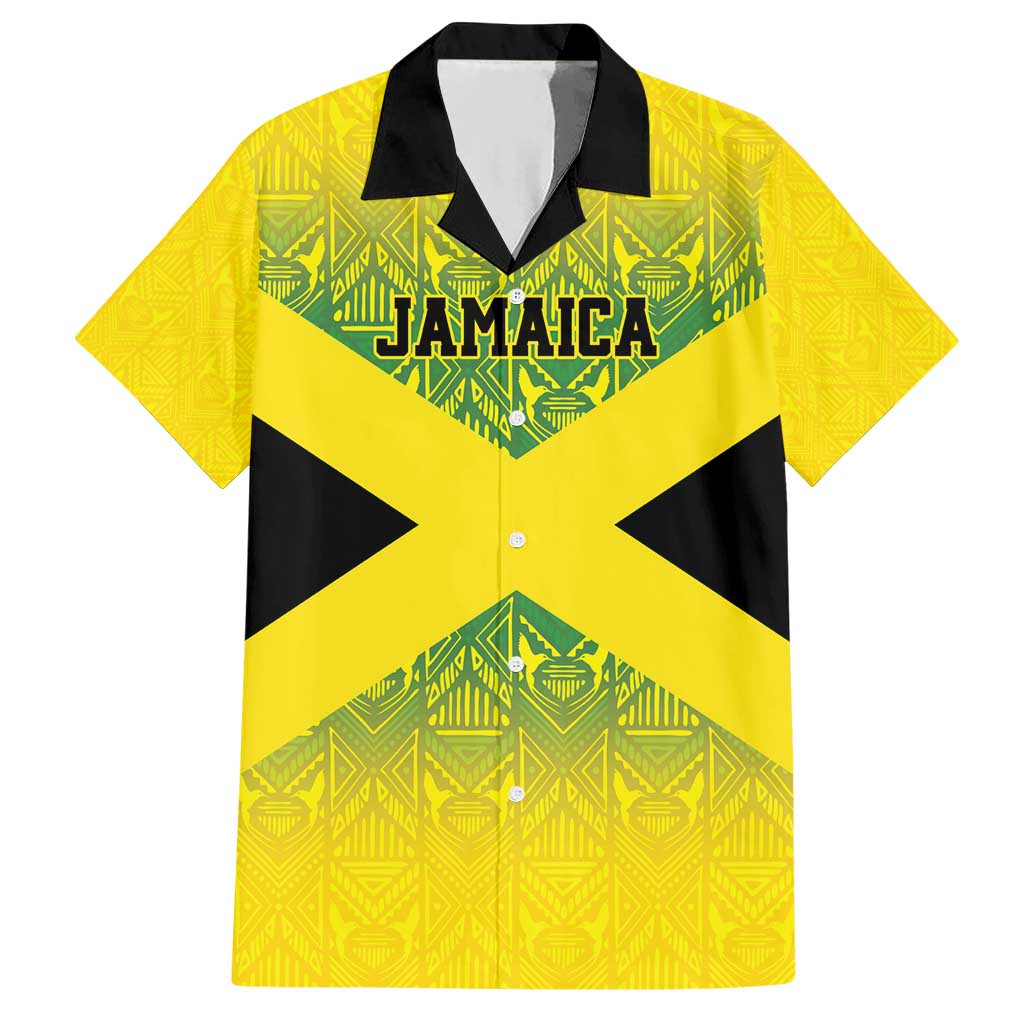 Custom Jamaica Reggae Boyz Hawaiian Shirt With Traditional Pattern - Wonder Print Shop
