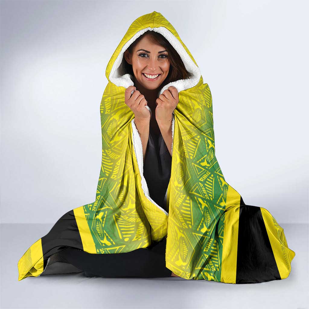 Custom Jamaica Reggae Boyz Hooded Blanket With Traditional Pattern