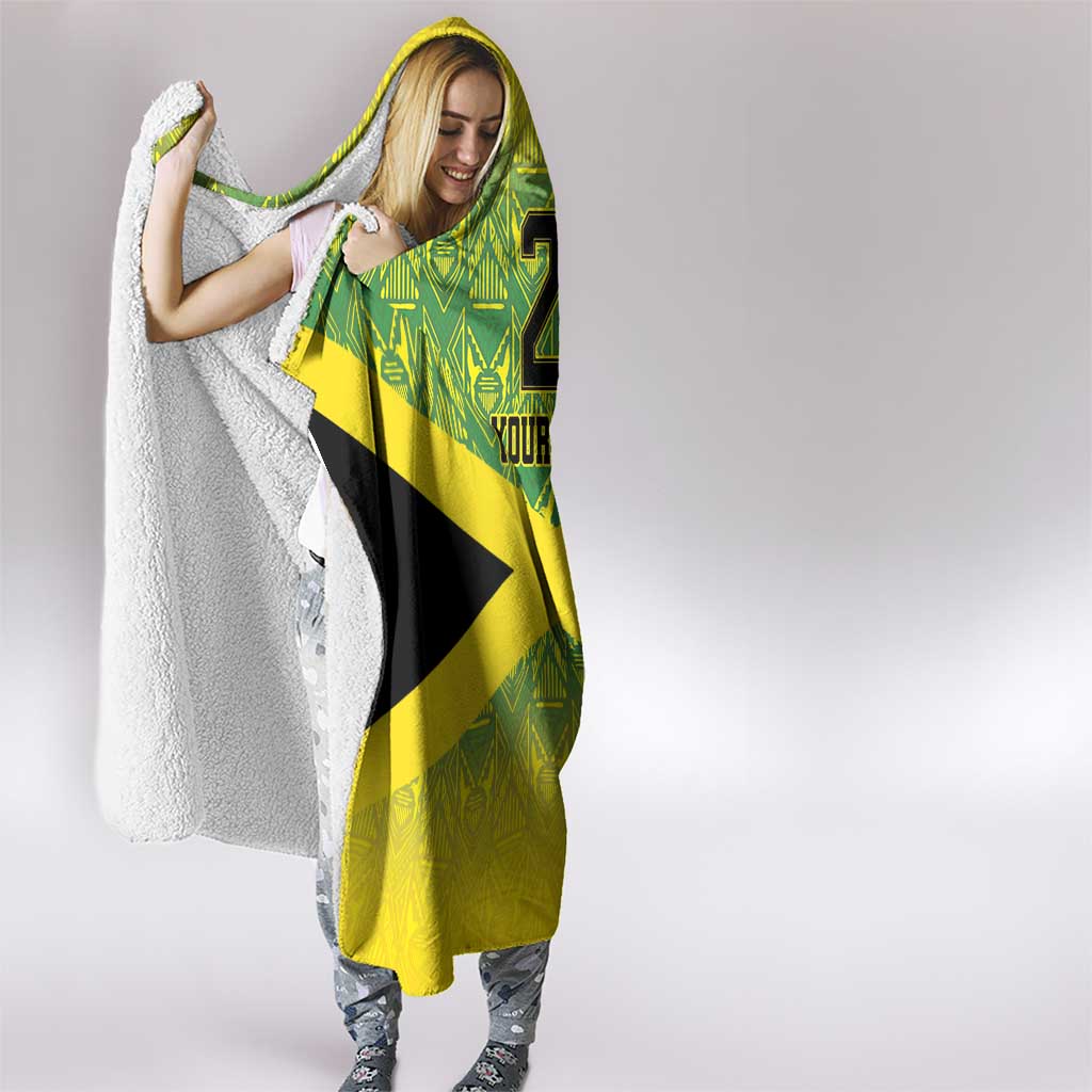 Custom Jamaica Reggae Boyz Hooded Blanket With Traditional Pattern