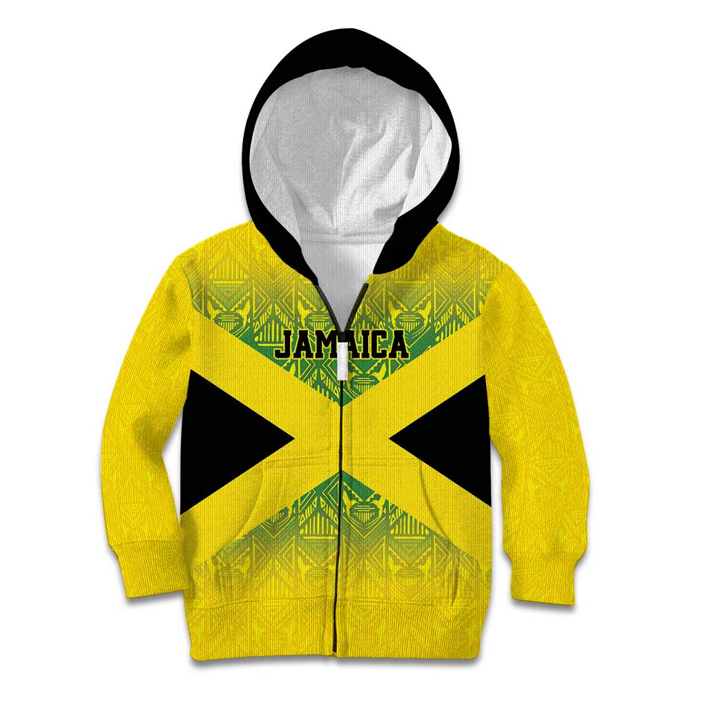 Custom Jamaica Reggae Boyz Kid Hoodie With Traditional Pattern - Wonder Print Shop
