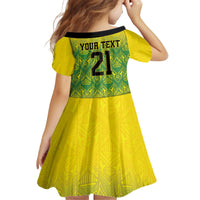 Custom Jamaica Reggae Boyz Kid Short Sleeve Dress With Traditional Pattern - Wonder Print Shop