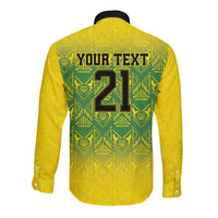 Custom Jamaica Reggae Boyz Long Sleeve Button Shirt With Traditional Pattern - Wonder Print Shop