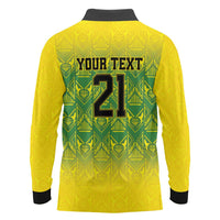 Custom Jamaica Reggae Boyz Long Sleeve Polo Shirt With Traditional Pattern - Wonder Print Shop