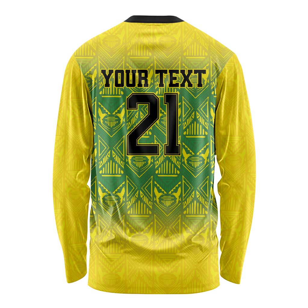 Custom Jamaica Reggae Boyz Long Sleeve Shirt With Traditional Pattern - Wonder Print Shop