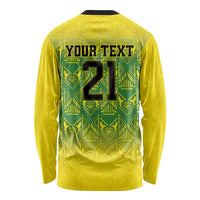 Custom Jamaica Reggae Boyz Long Sleeve Shirt With Traditional Pattern - Wonder Print Shop