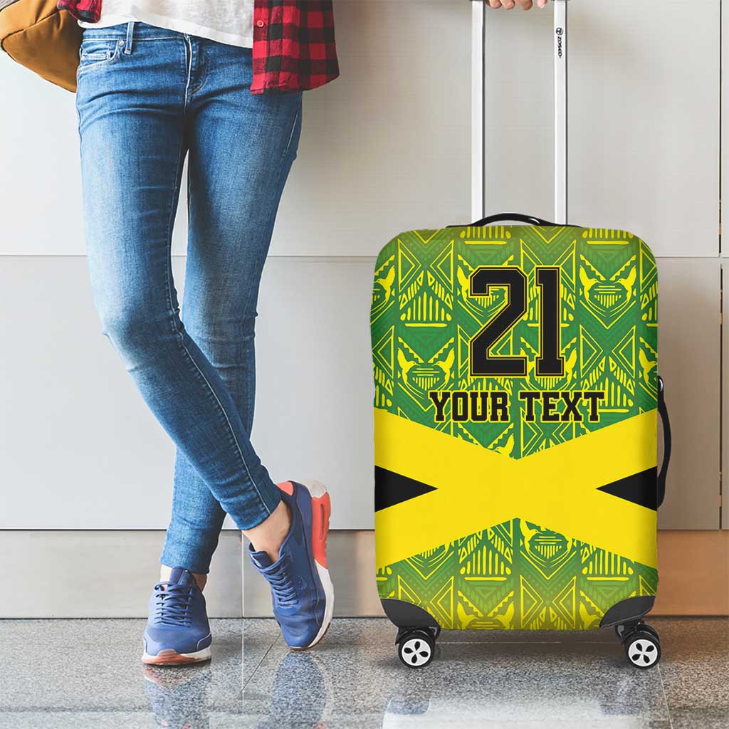 Custom Jamaica Reggae Boyz Luggage Cover With Traditional Pattern - Wonder Print Shop