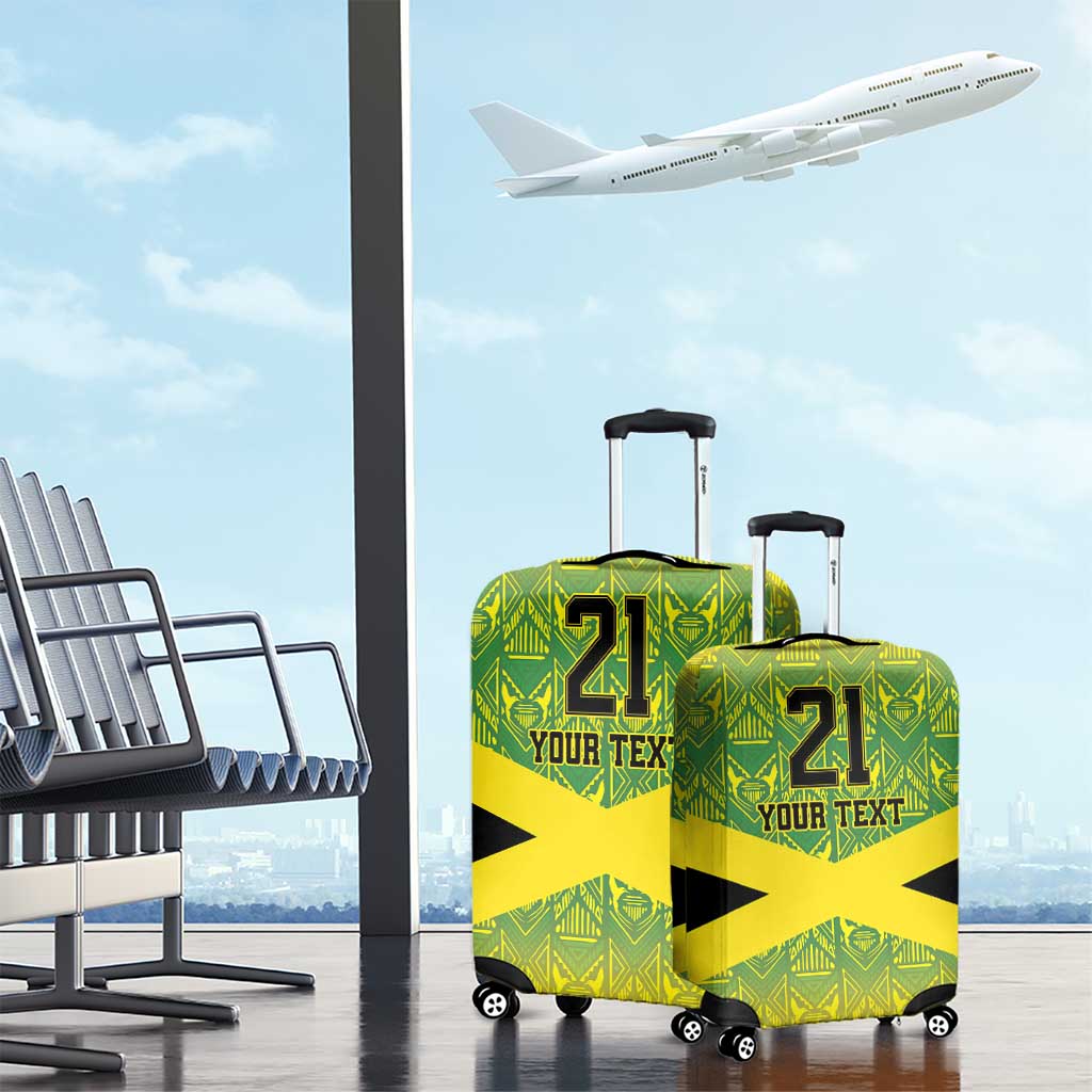 Custom Jamaica Reggae Boyz Luggage Cover With Traditional Pattern - Wonder Print Shop