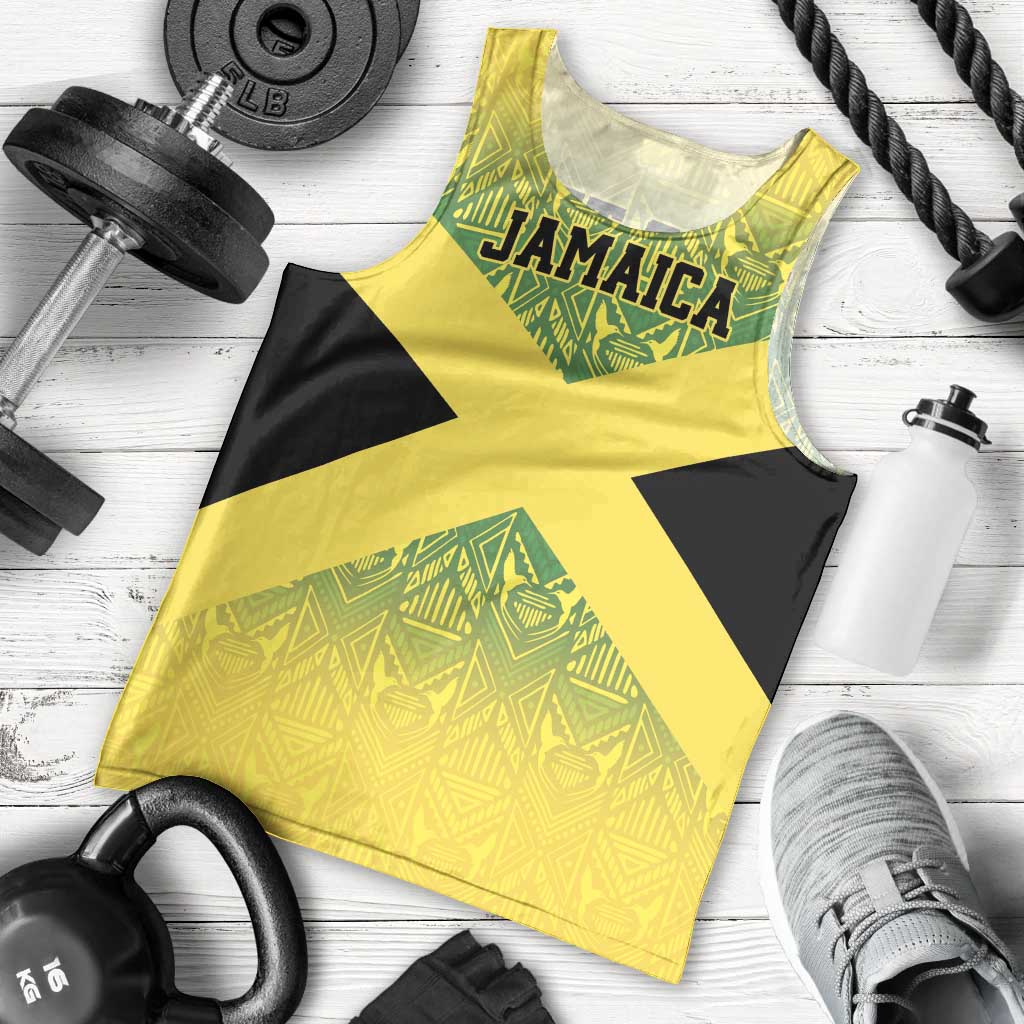Custom Jamaica Reggae Boyz Men Tank Top With Traditional Pattern - Wonder Print Shop