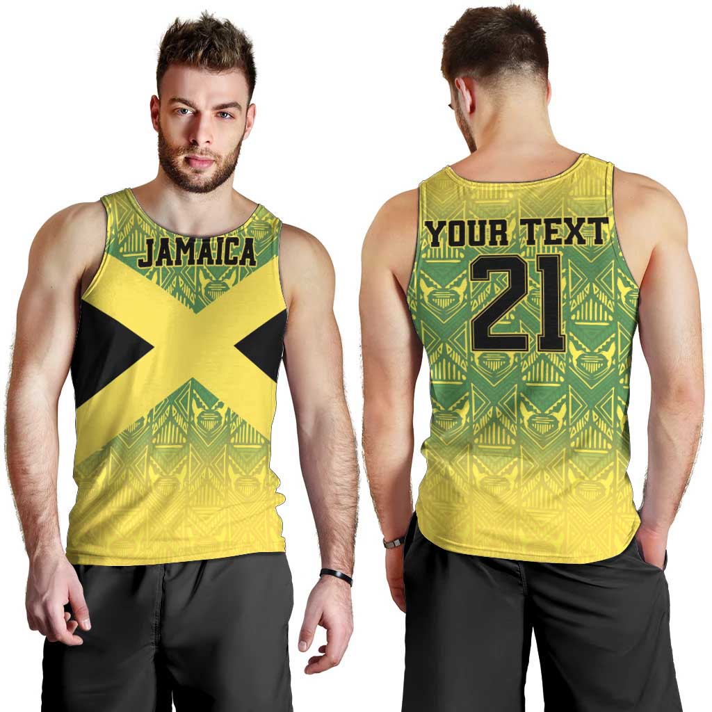 Custom Jamaica Reggae Boyz Men Tank Top With Traditional Pattern - Wonder Print Shop