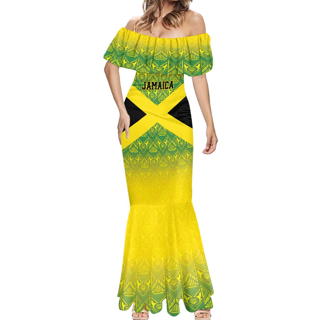 Custom Jamaica Reggae Boyz Mermaid Dress With Traditional Pattern - Wonder Print Shop
