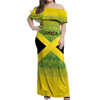 Custom Jamaica Reggae Boyz Off Shoulder Maxi Dress With Traditional Pattern - Wonder Print Shop