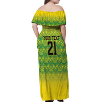 Custom Jamaica Reggae Boyz Off Shoulder Maxi Dress With Traditional Pattern - Wonder Print Shop