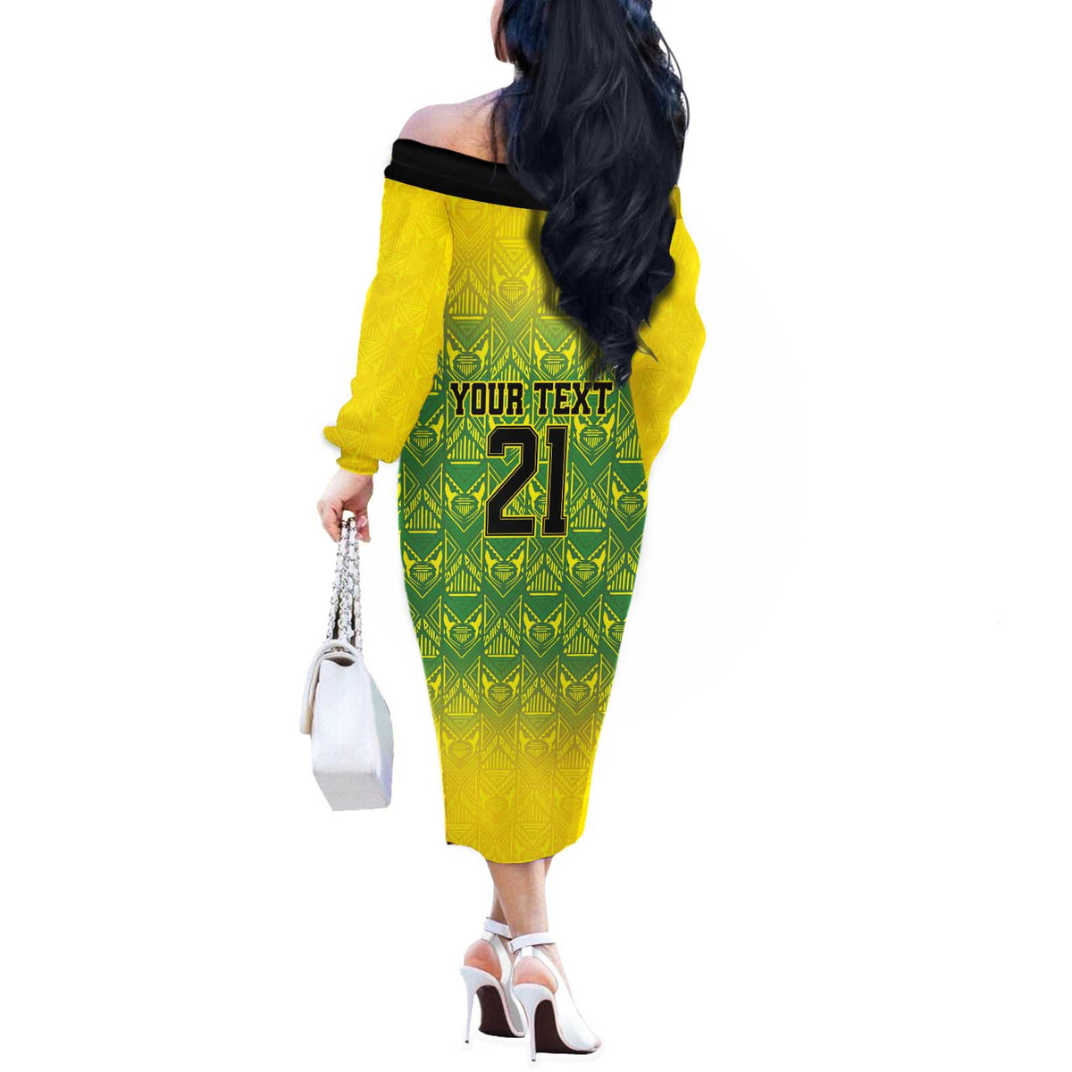 Custom Jamaica Reggae Boyz Off The Shoulder Long Sleeve Dress With Traditional Pattern - Wonder Print Shop
