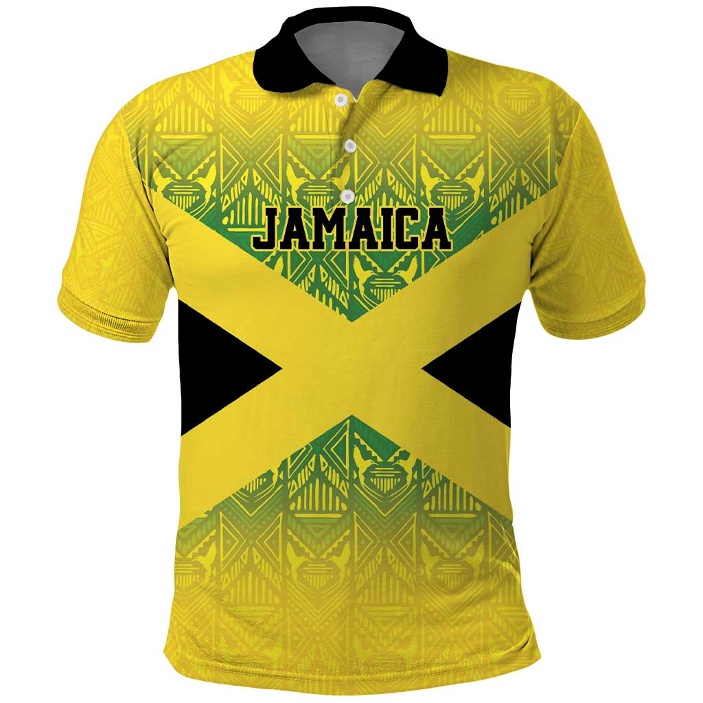 Custom Jamaica Reggae Boyz Polo Shirt With Traditional Pattern - Wonder Print Shop