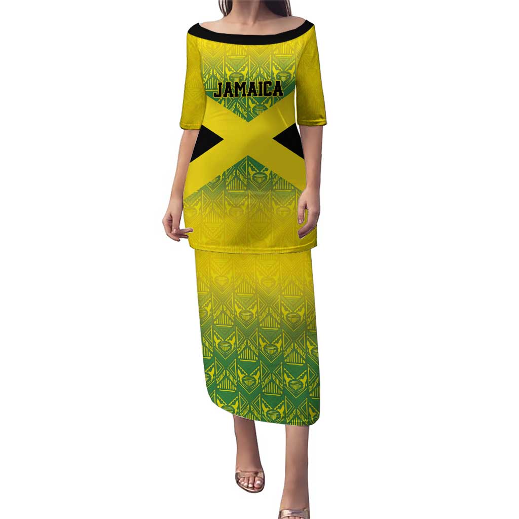 Custom Jamaica Reggae Boyz Puletasi With Traditional Pattern - Wonder Print Shop