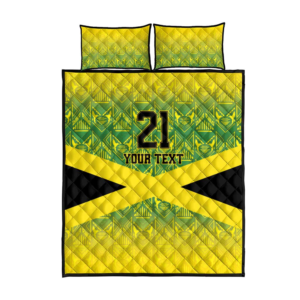 Custom Jamaica Reggae Boyz Quilt Bed Set With Traditional Pattern - Wonder Print Shop