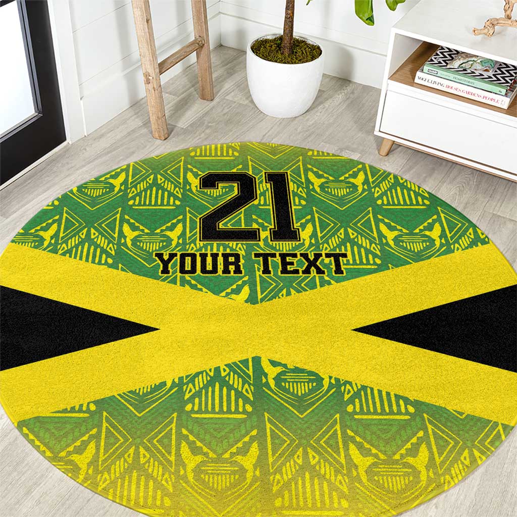 Custom Jamaica Reggae Boyz Round Carpet With Traditional Pattern