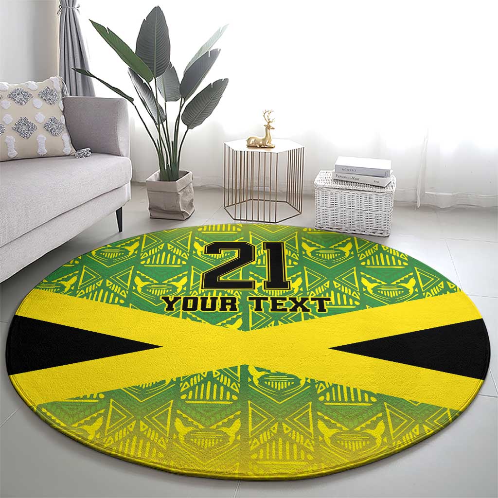 Custom Jamaica Reggae Boyz Round Carpet With Traditional Pattern