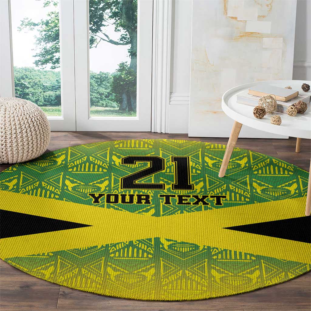 Custom Jamaica Reggae Boyz Round Carpet With Traditional Pattern