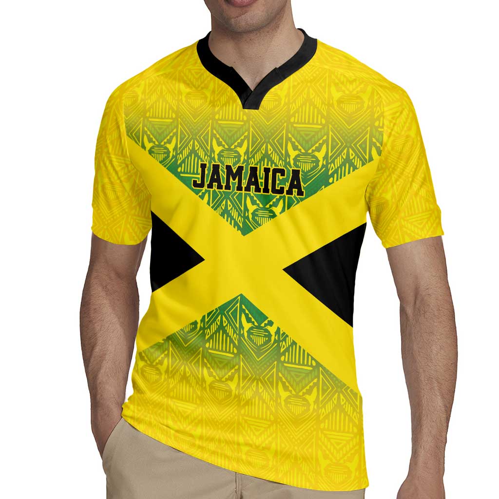 Custom Jamaica Reggae Boyz Rugby Jersey With Traditional Pattern - Wonder Print Shop