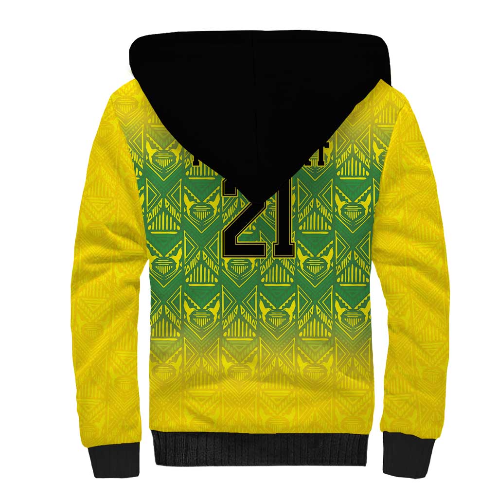 Custom Jamaica Reggae Boyz Sherpa Hoodie With Traditional Pattern - Wonder Print Shop