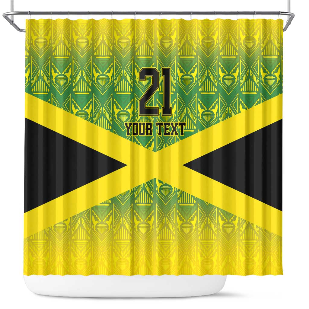 Custom Jamaica Reggae Boyz Shower Curtain With Traditional Pattern