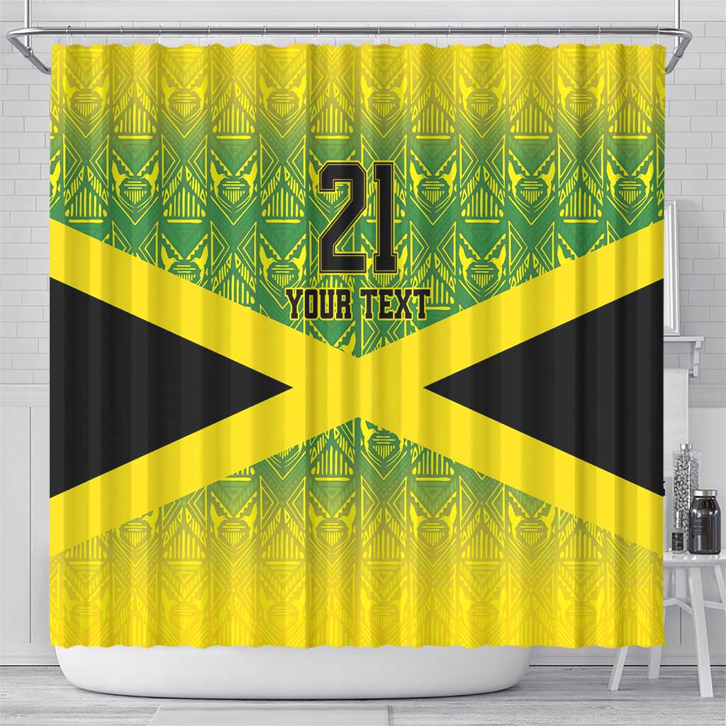 Custom Jamaica Reggae Boyz Shower Curtain With Traditional Pattern