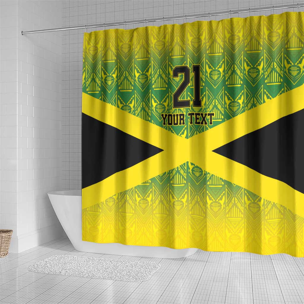 Custom Jamaica Reggae Boyz Shower Curtain With Traditional Pattern