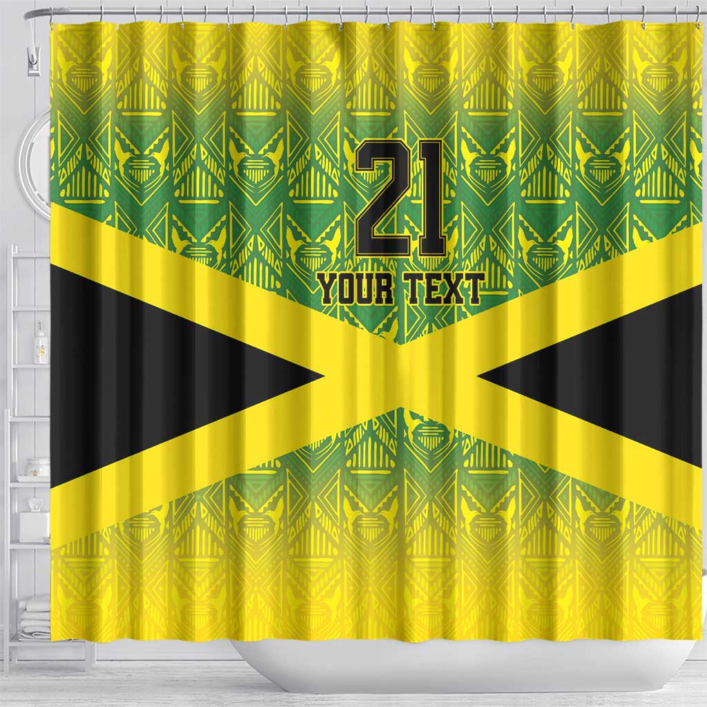 Custom Jamaica Reggae Boyz Shower Curtain With Traditional Pattern