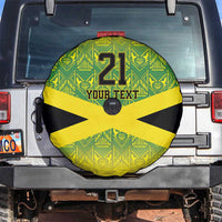 Custom Jamaica Reggae Boyz Spare Tire Cover With Traditional Pattern - Wonder Print Shop