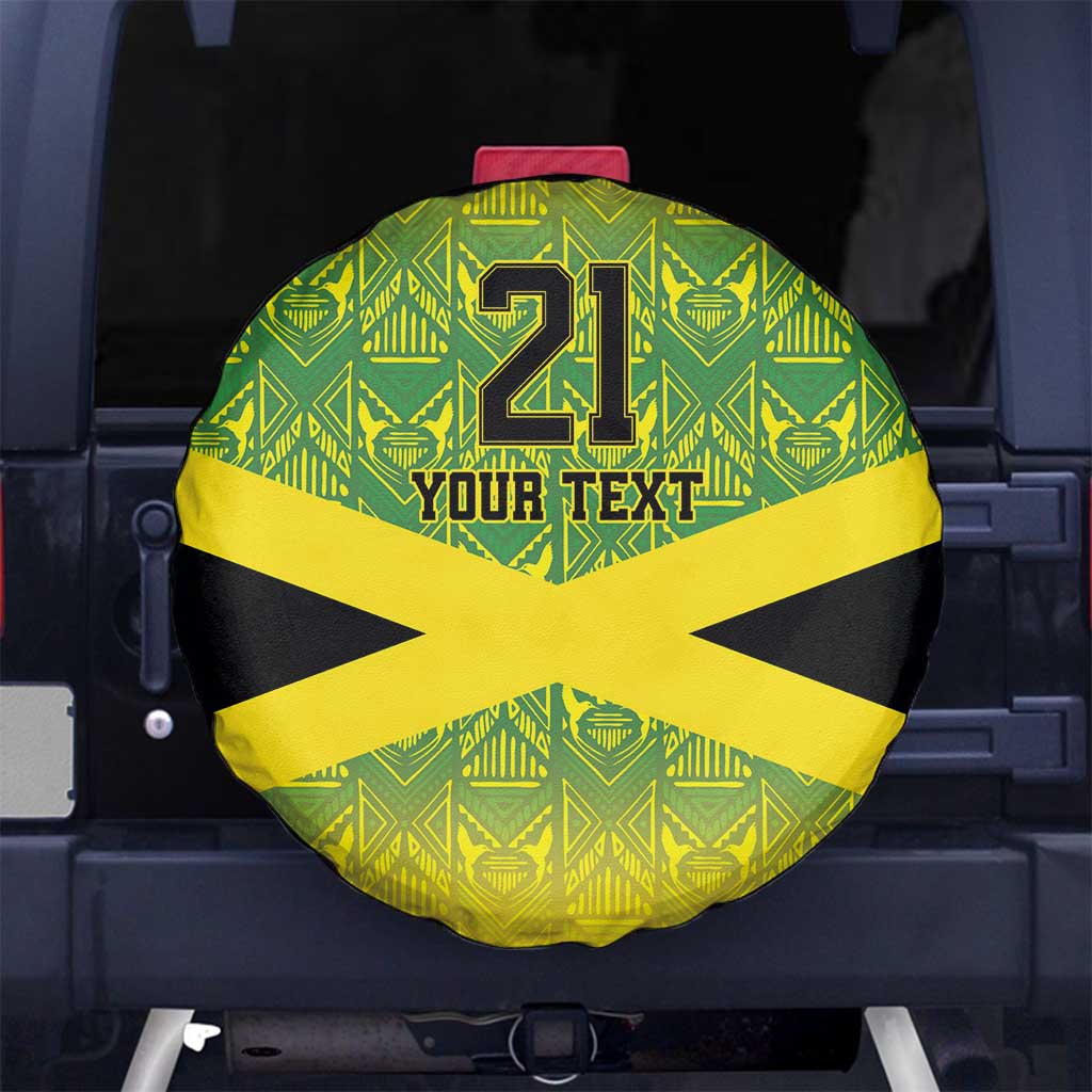 Custom Jamaica Reggae Boyz Spare Tire Cover With Traditional Pattern - Wonder Print Shop