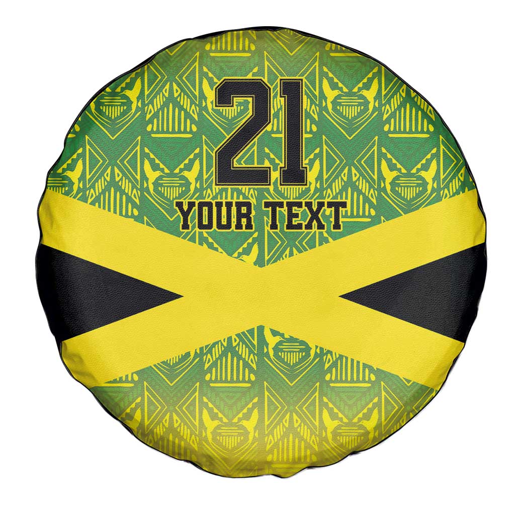Custom Jamaica Reggae Boyz Spare Tire Cover With Traditional Pattern - Wonder Print Shop