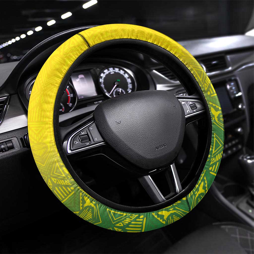 Jamaica Reggae Boyz Steering Wheel Cover With Traditional Pattern - Wonder Print Shop