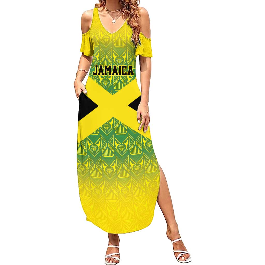 Custom Jamaica Reggae Boyz Summer Maxi Dress With Traditional Pattern - Wonder Print Shop