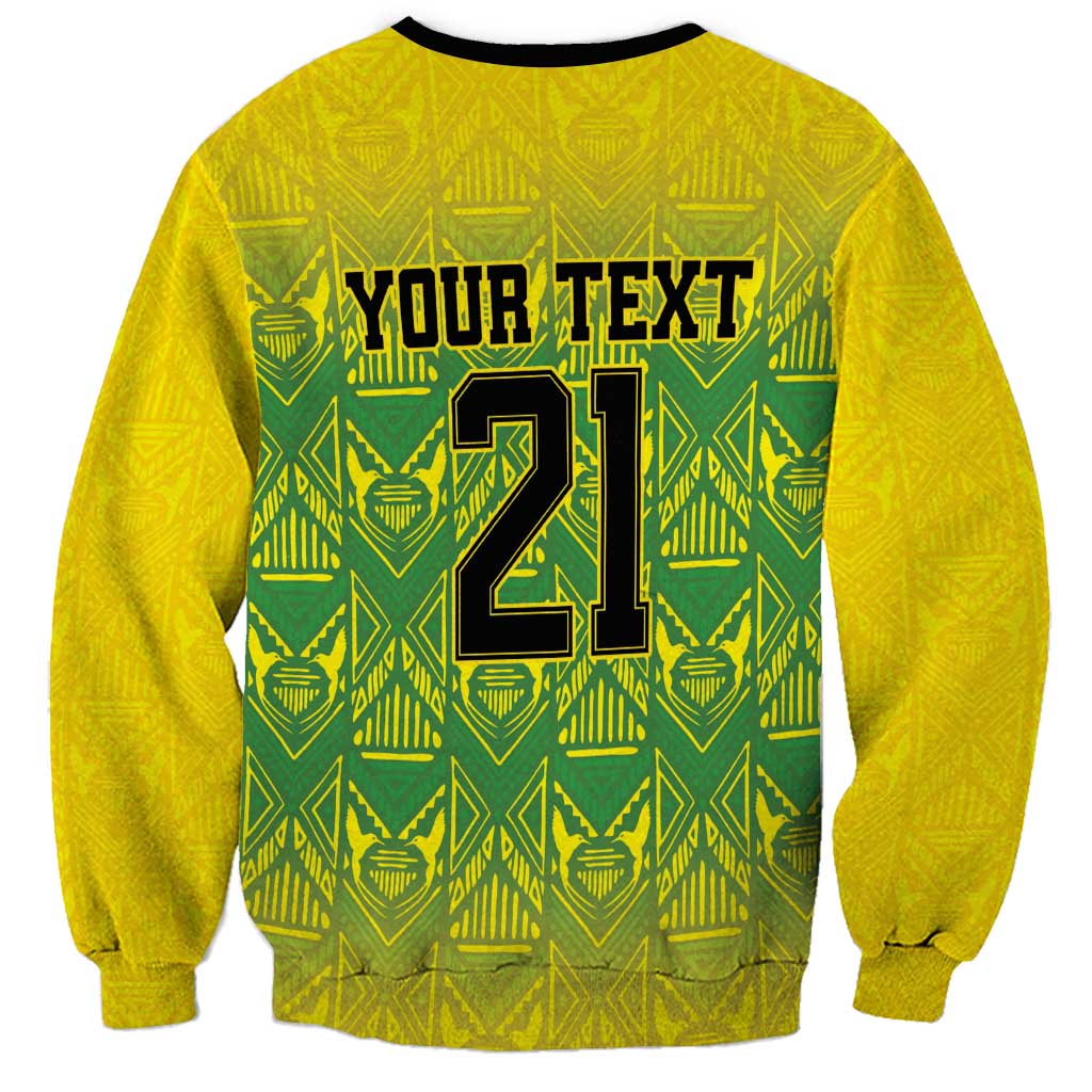 Custom Jamaica Reggae Boyz Sweatshirt With Traditional Pattern - Wonder Print Shop