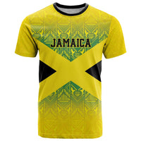 Custom Jamaica Reggae Boyz T Shirt With Traditional Pattern - Wonder Print Shop