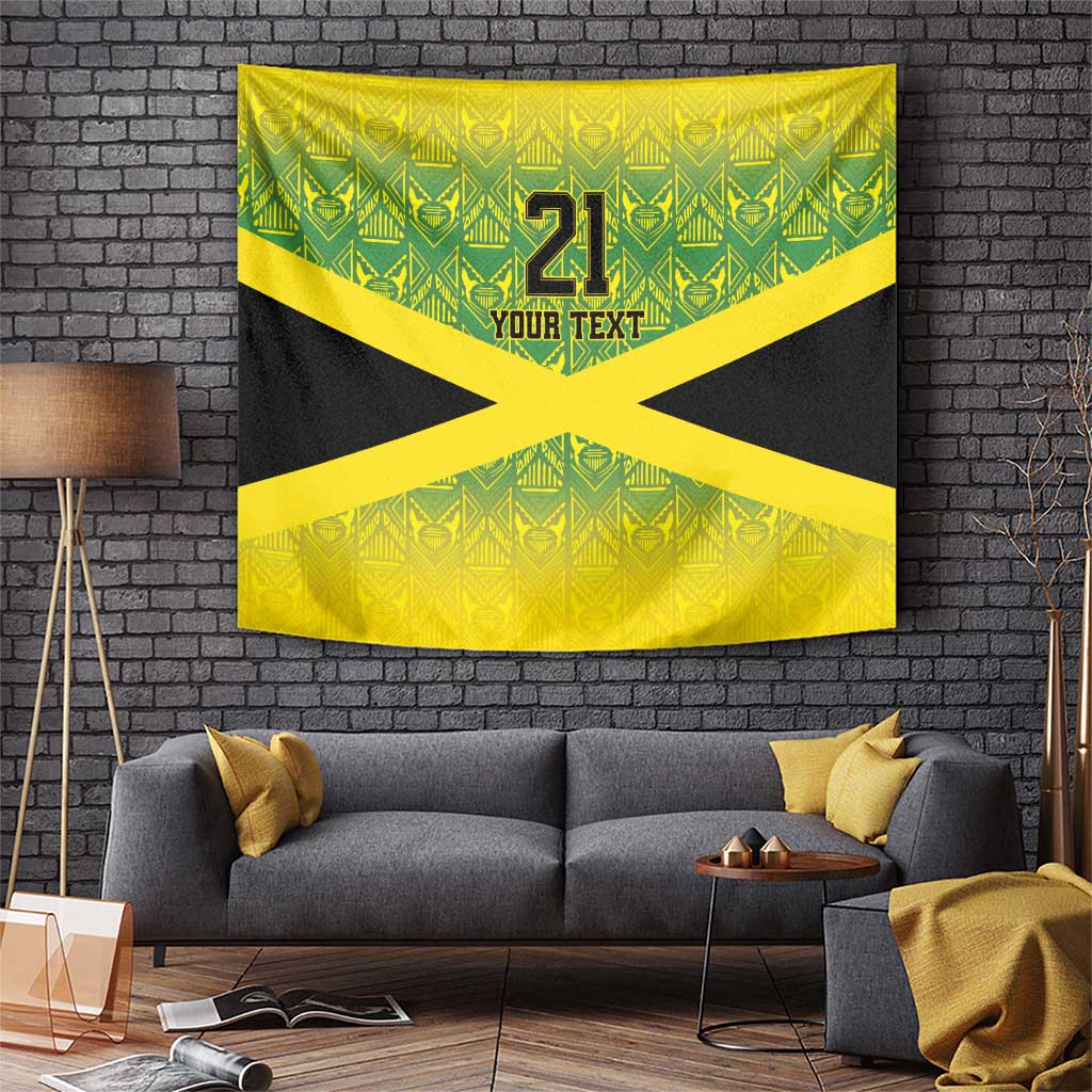 Custom Jamaica Reggae Boyz Tapestry With Traditional Pattern - Wonder Print Shop