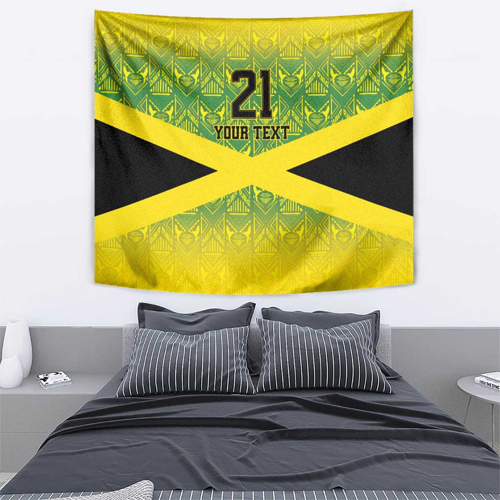 Custom Jamaica Reggae Boyz Tapestry With Traditional Pattern - Wonder Print Shop