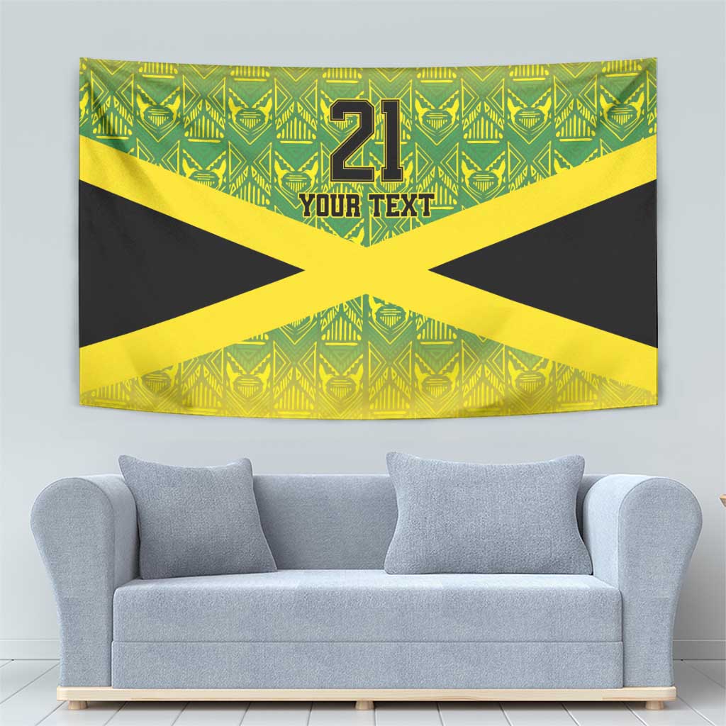 Custom Jamaica Reggae Boyz Tapestry With Traditional Pattern - Wonder Print Shop