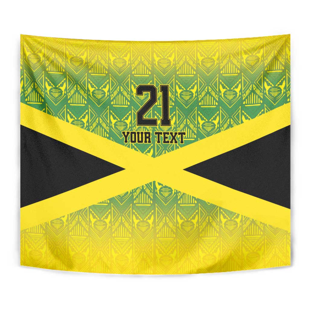 Custom Jamaica Reggae Boyz Tapestry With Traditional Pattern - Wonder Print Shop